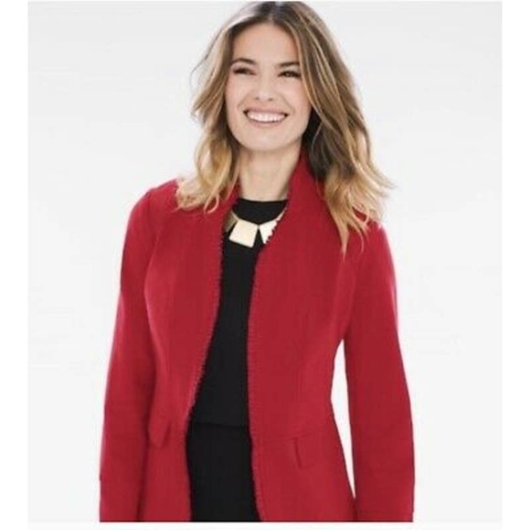 Chico's Jackets & Blazers - Chico's Red Ruffle Trim Ponte Blazer Jacket NWOT Chicos 3 - Womens Size XL 16